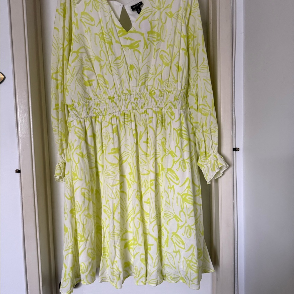 Torrid Yellow Floral Long Sleeve Dress
